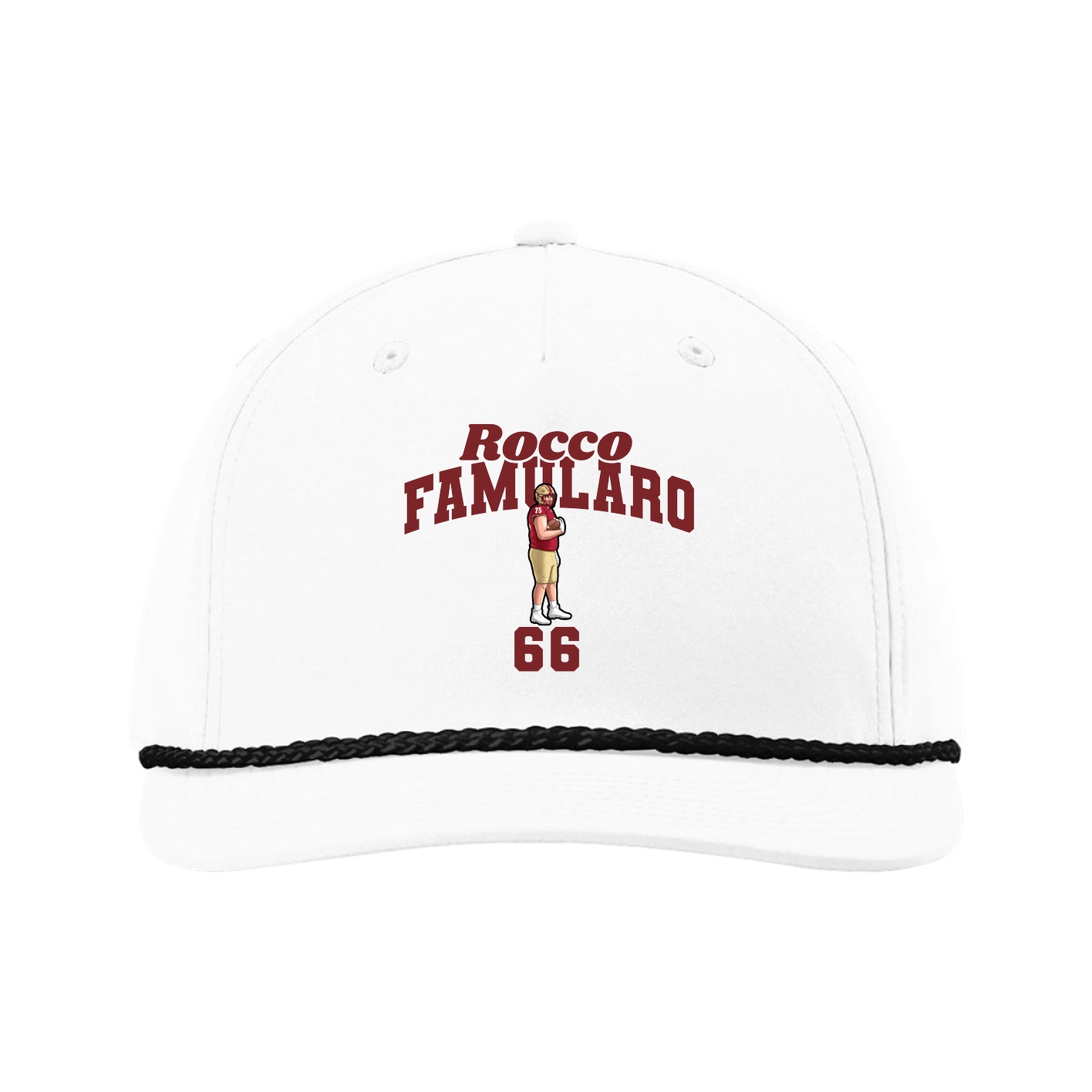 Five-Panel Classic Rope Cap — Signature Arch in White