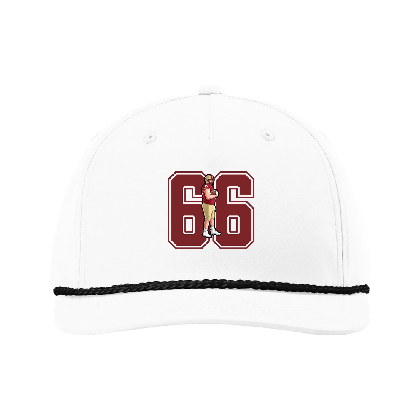 Five-Panel Classic Rope Cap — Number in White