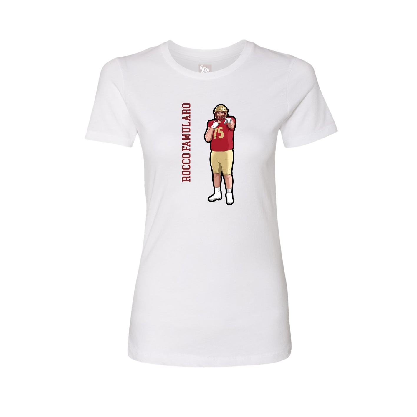 Fitted Women's Tee — Name Vertical in White
