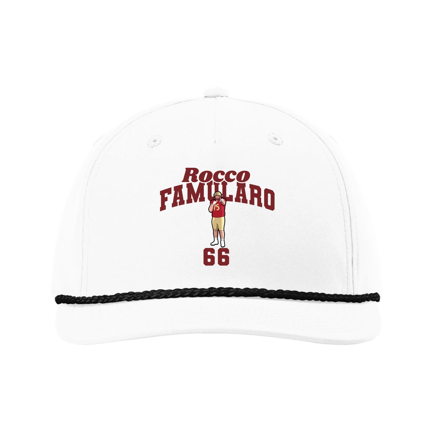 Five-Panel Classic Rope Cap — Signature Arch in White