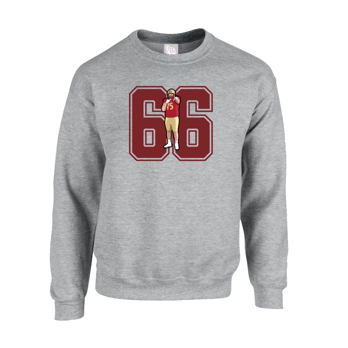 Fleece Crew — Number in Grey