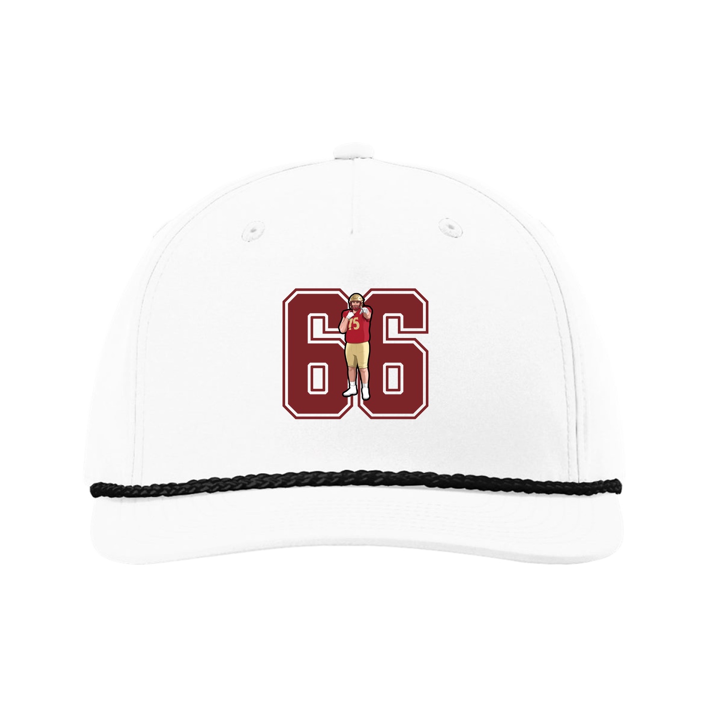 Five-Panel Classic Rope Cap — Number in White