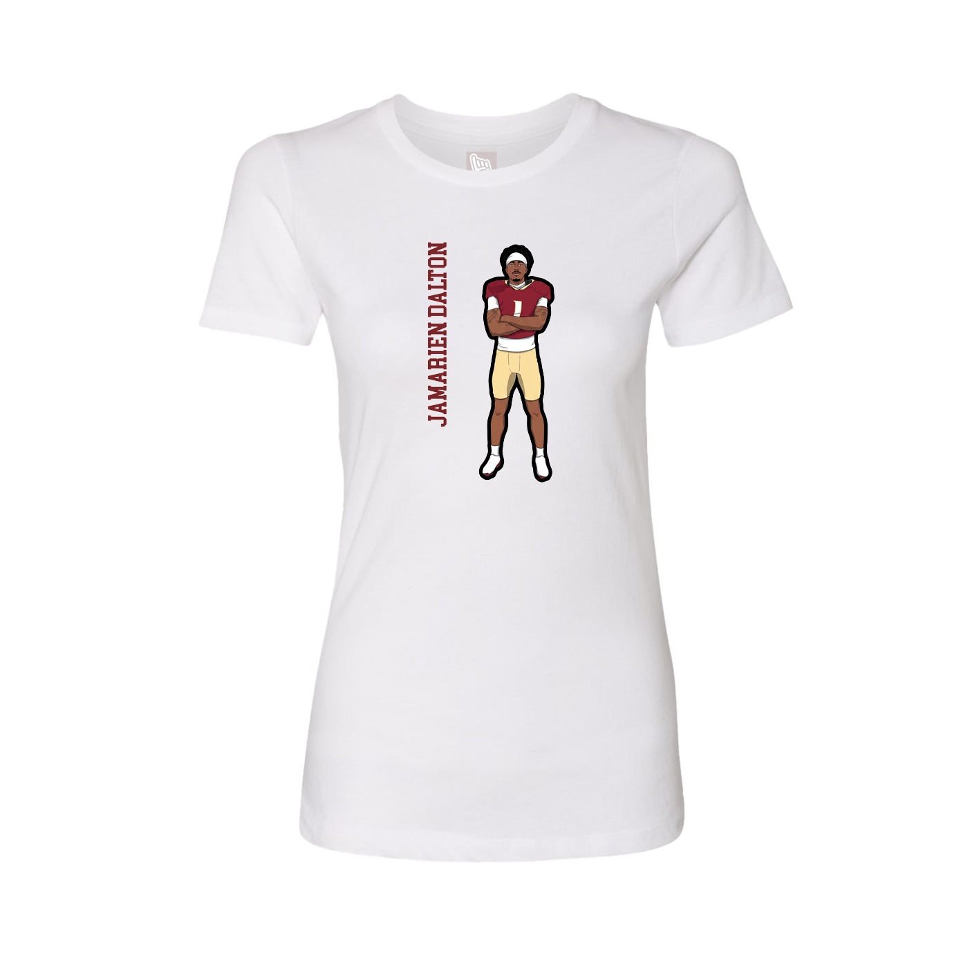 Fitted Women's Tee — Name Vertical in White