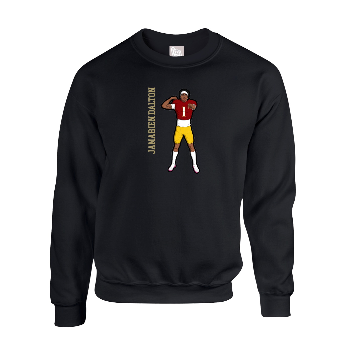 Fleece Crew — Name Vertical in Black