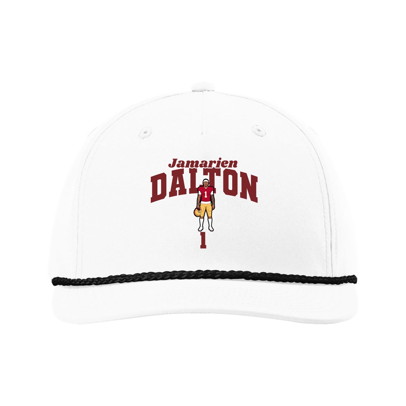 Five-Panel Classic Rope Cap — Signature Arch in White