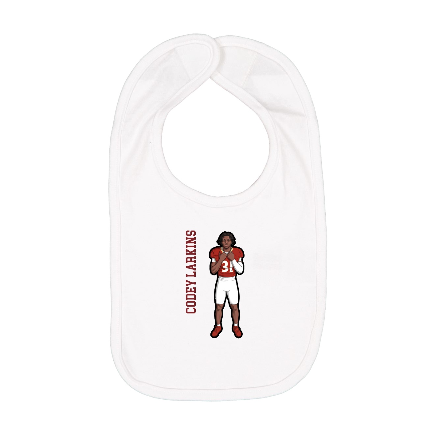 Infant Bib — Name Vertical in White