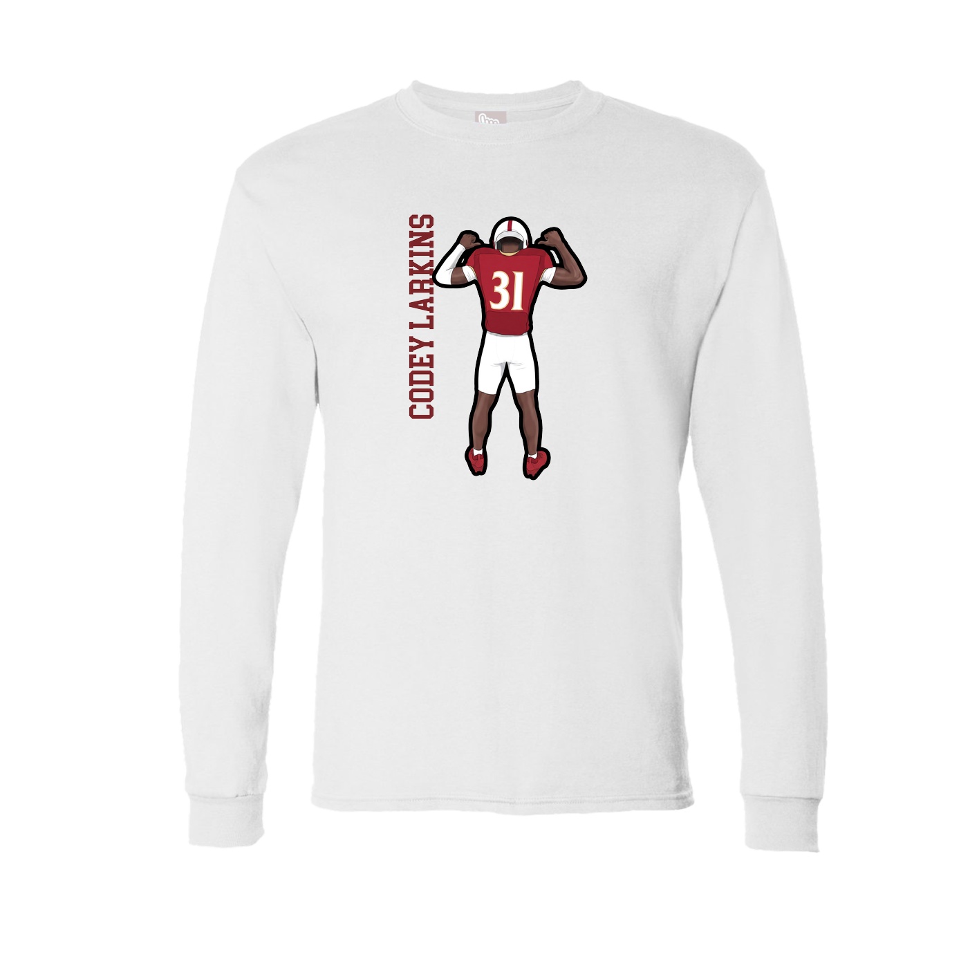 Long Sleeve Tee — Name Vertical in White
