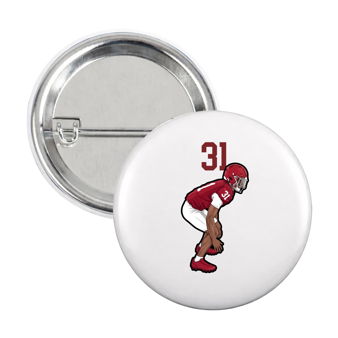 Game Day Button — Number Top in White