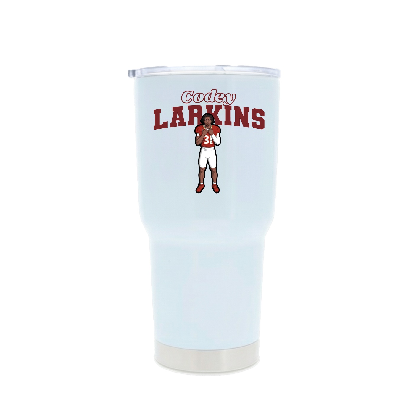 30oz Stainless Steel Tumbler — Name Arch in White