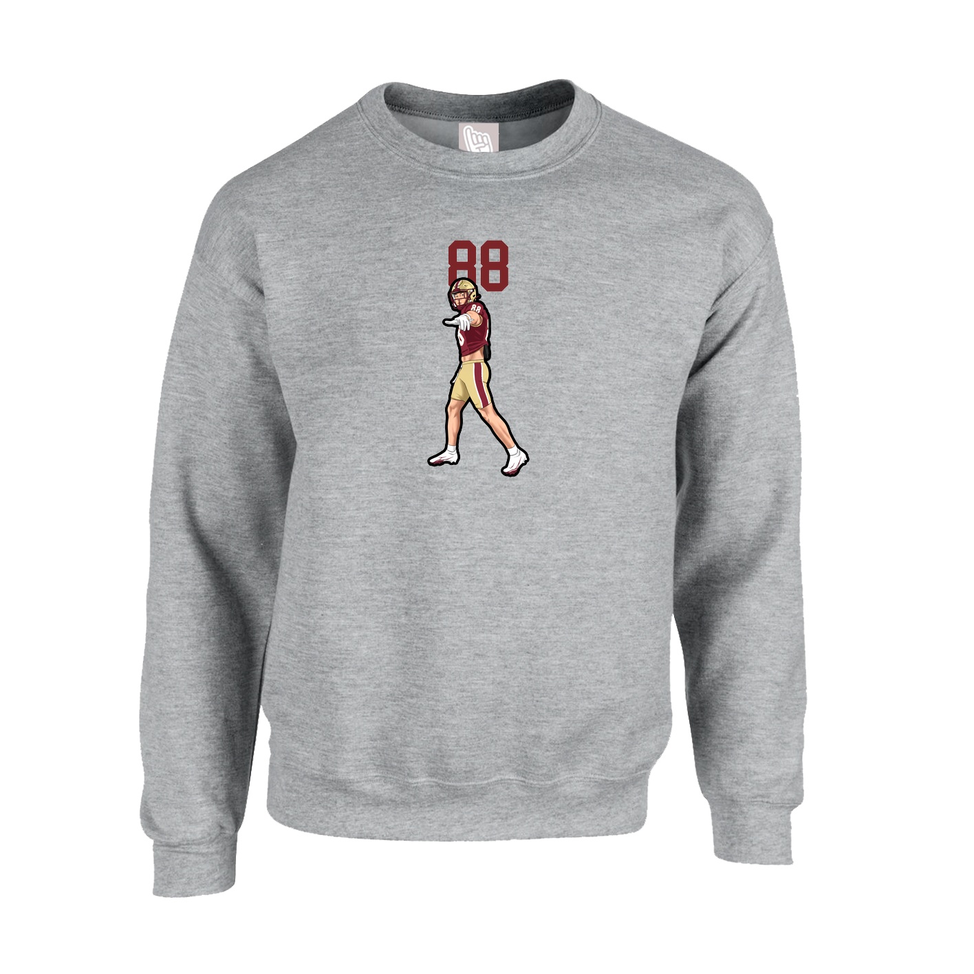 Fleece Crew — Number Top in Grey