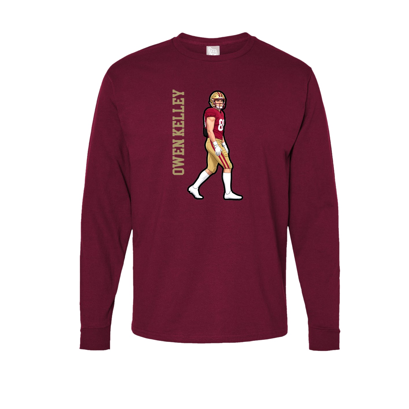 Long Sleeve Tee — Name Vertical in Cardinal