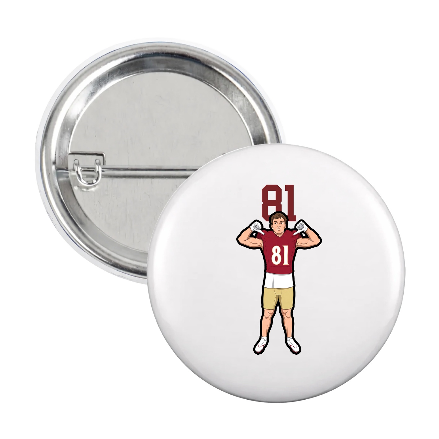 Game Day Button — Number Top in White