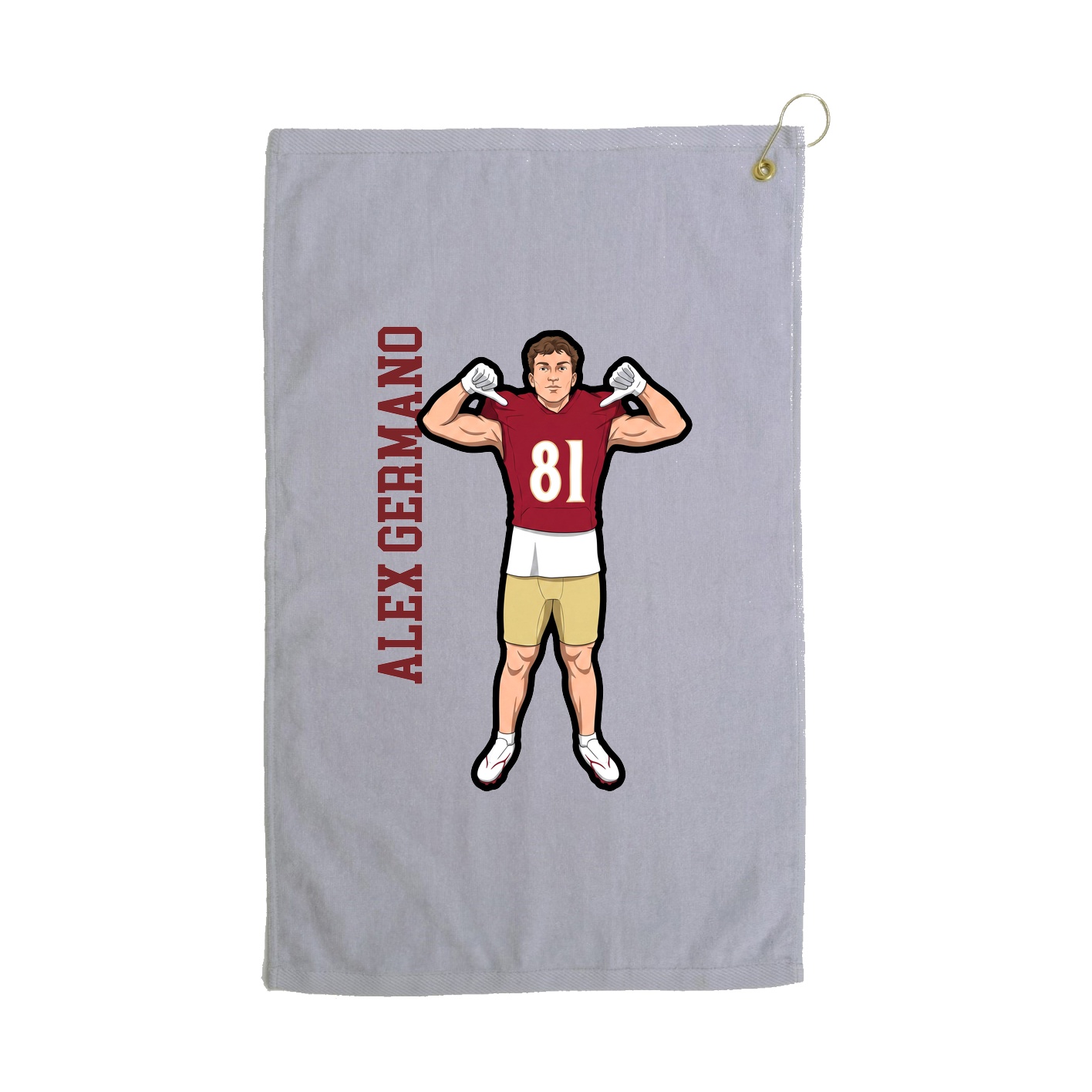 Golf Towel — Name Vertical in Grey