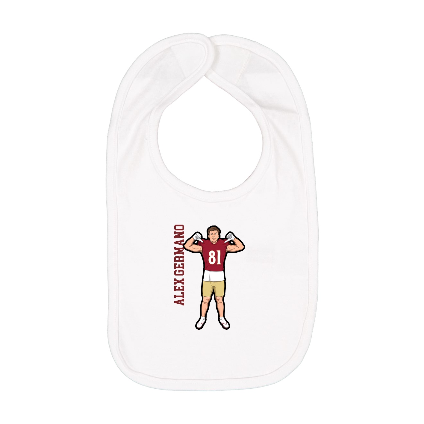 Infant Bib — Name Vertical in White