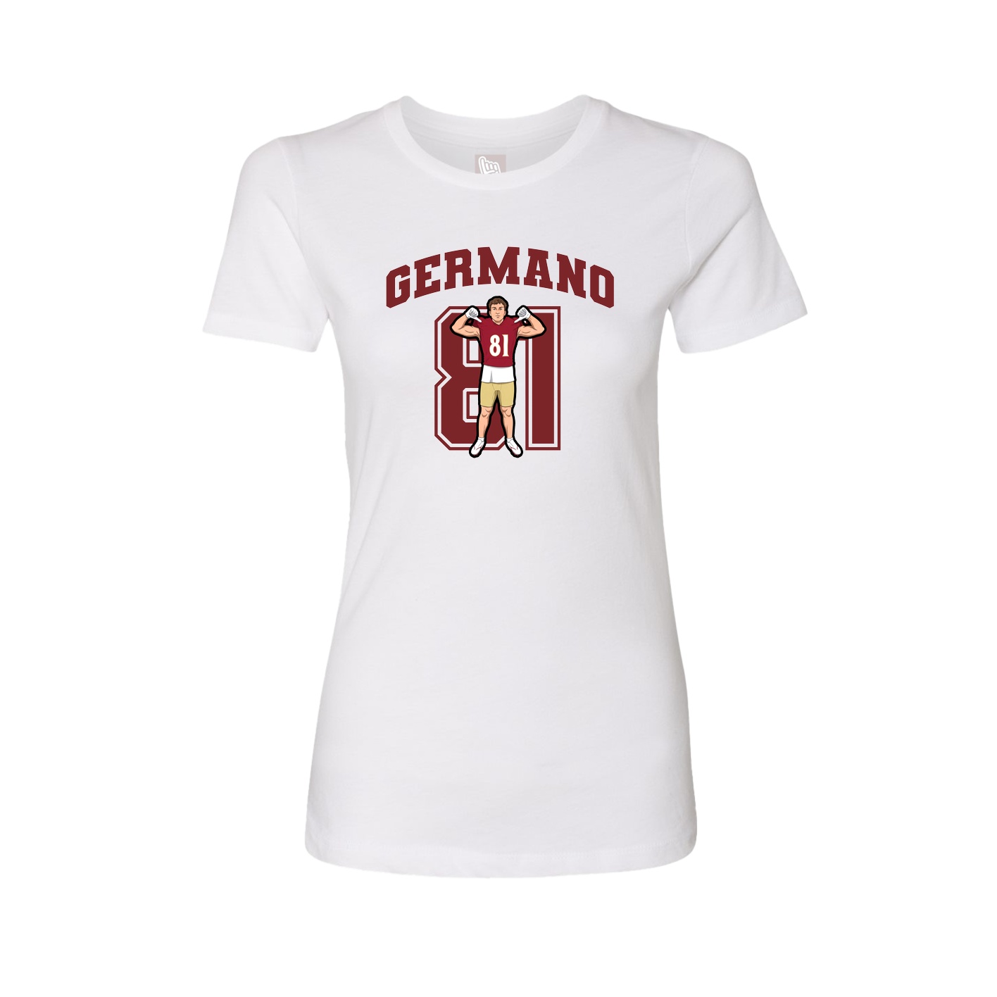 Fitted Women's Tee — Number in White