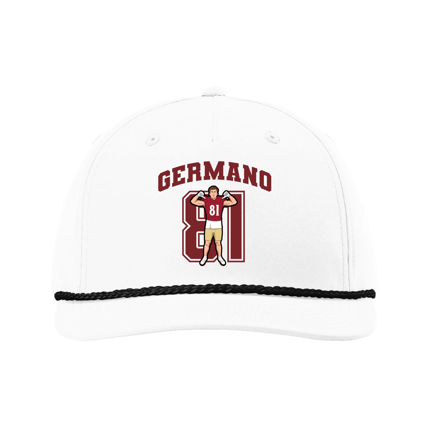 Five-Panel Classic Rope Cap — Number in White