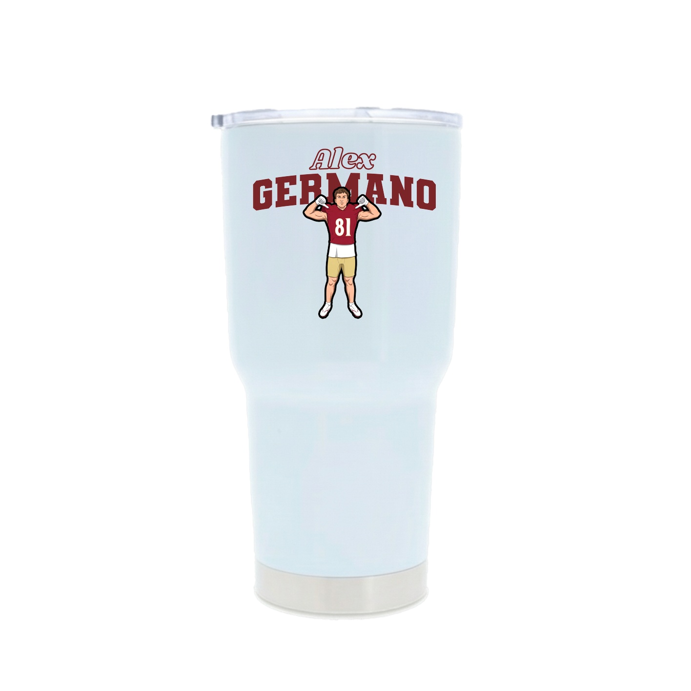 30oz Stainless Steel Tumbler — Name Arch in White