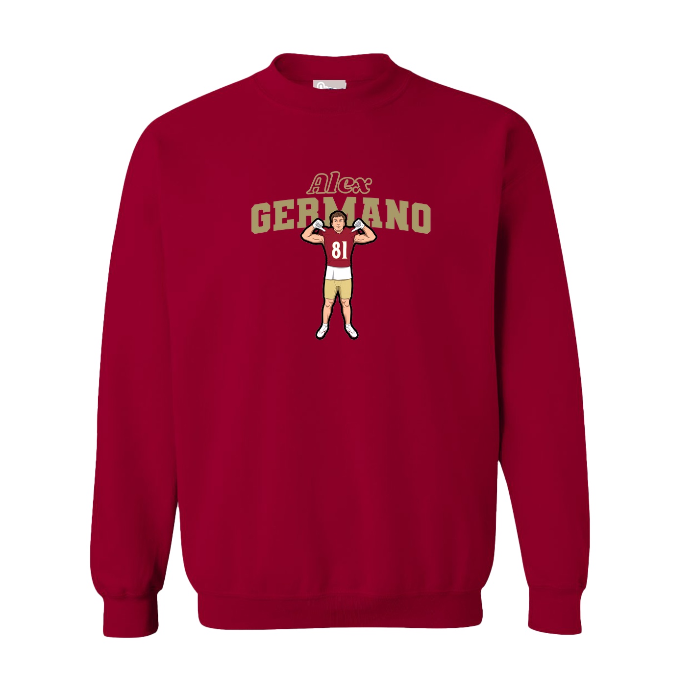 Fleece Crew — Name Arch in Cardinal