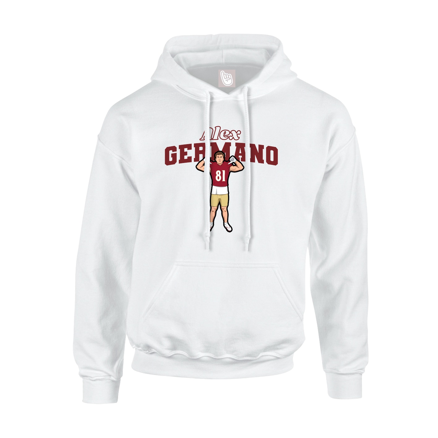 Youth Hoodie — Name Arch in White