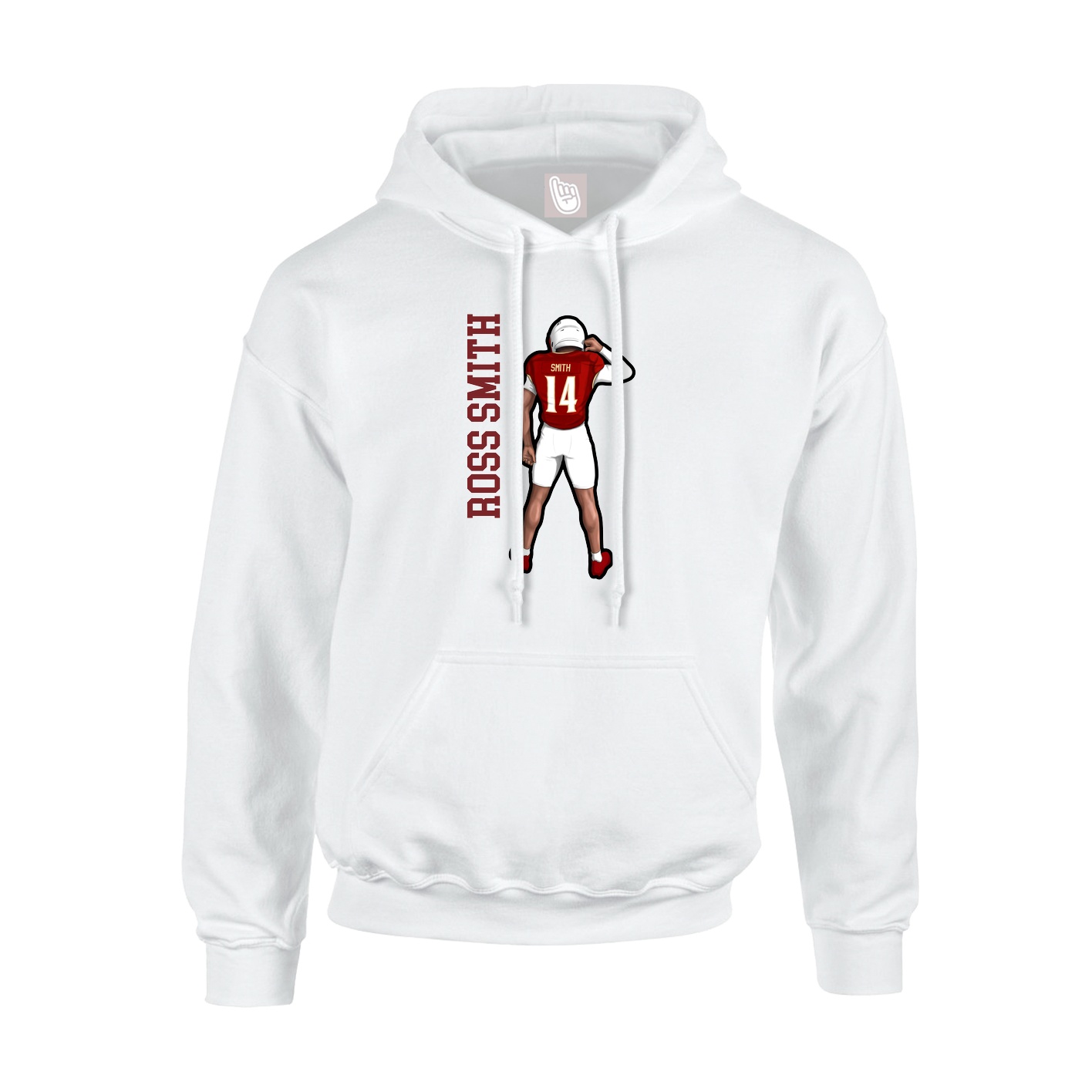 Youth Hoodie — Name Vertical in White
