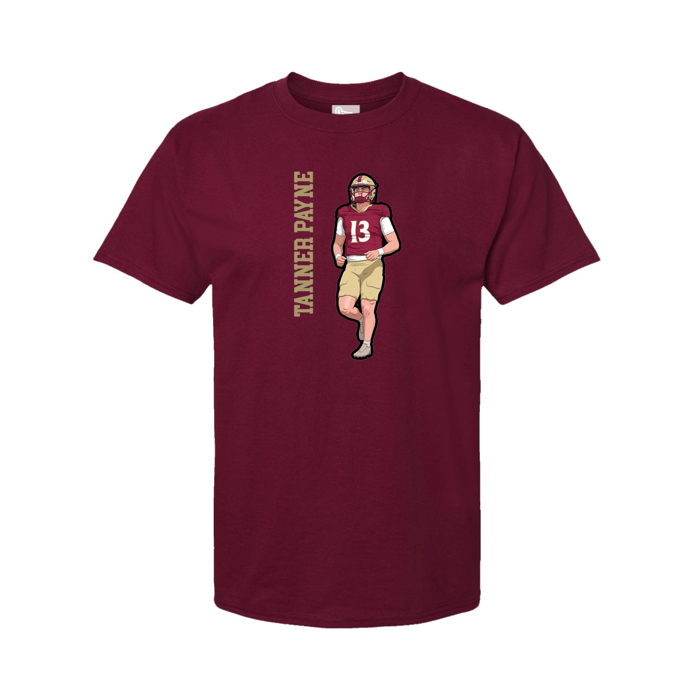 Youth Tee — Name Vertical in Cardinal