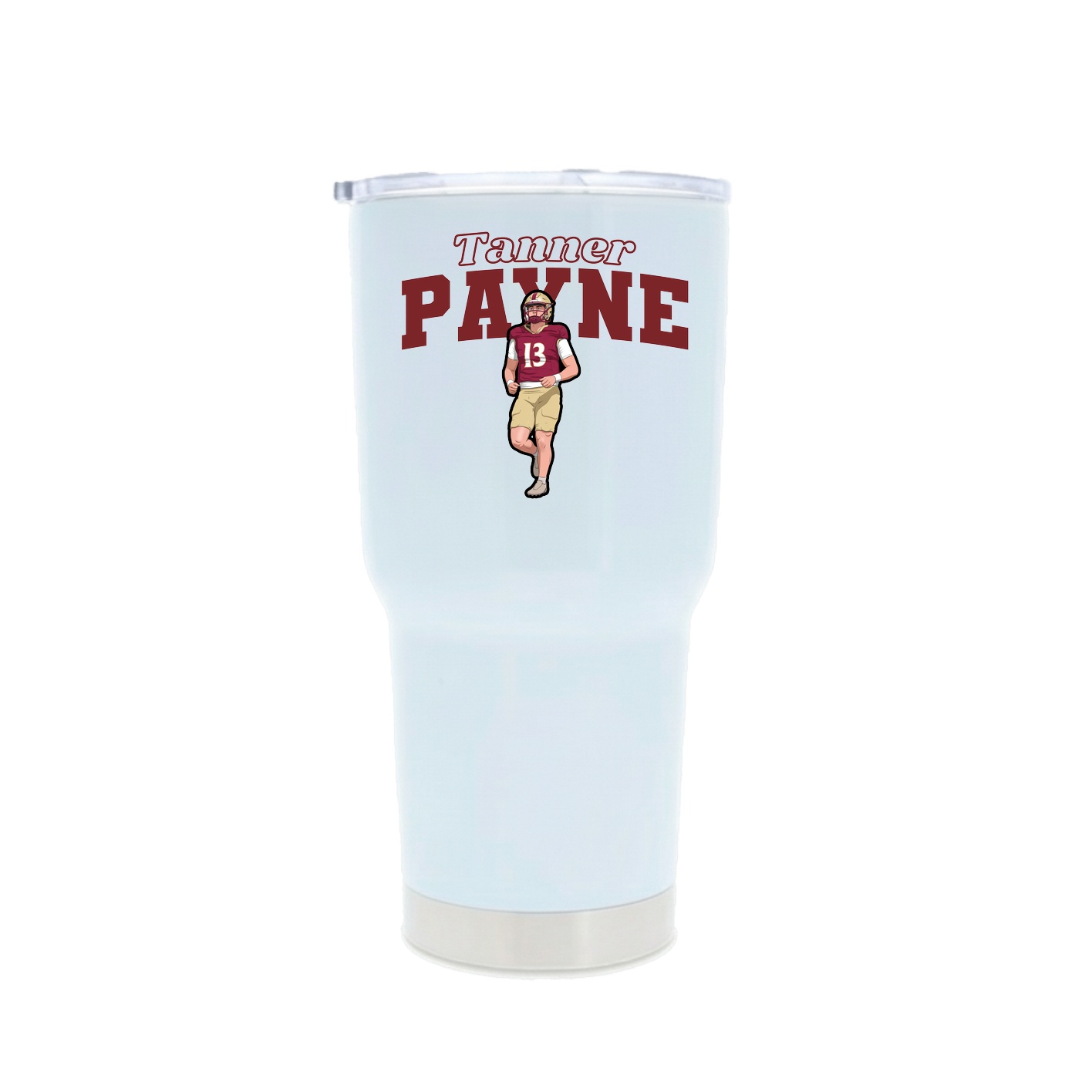 30oz Stainless Steel Tumbler — Name Arch in White
