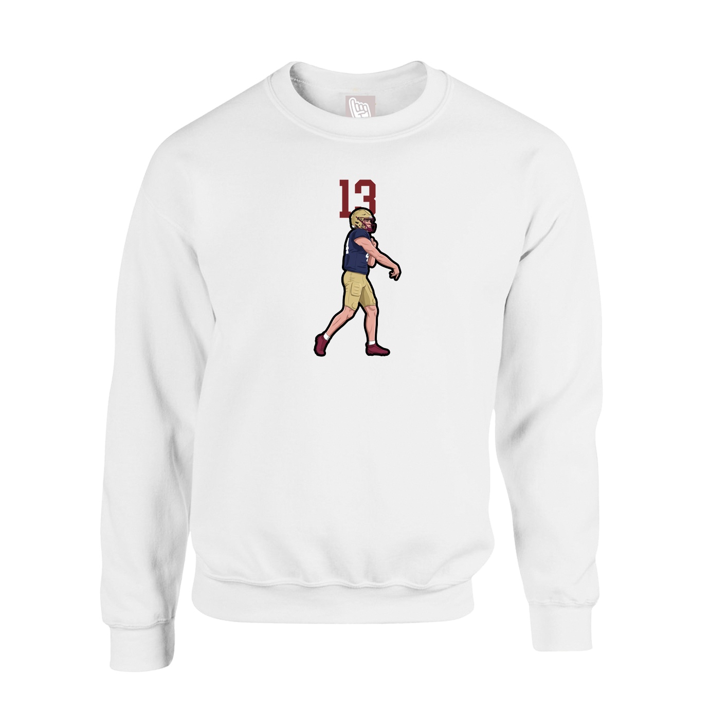 Fleece Crew — Number Top in White