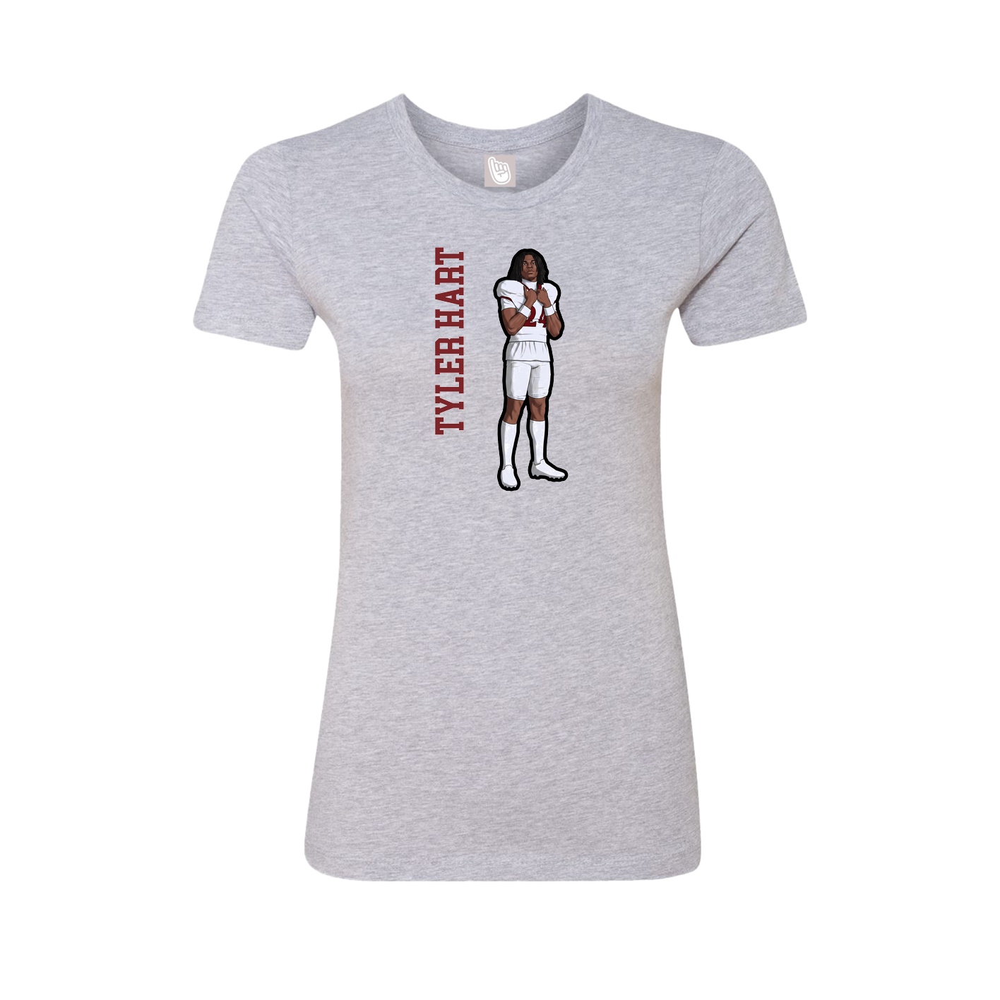 Fitted Women's Tee — Name Vertical in Grey