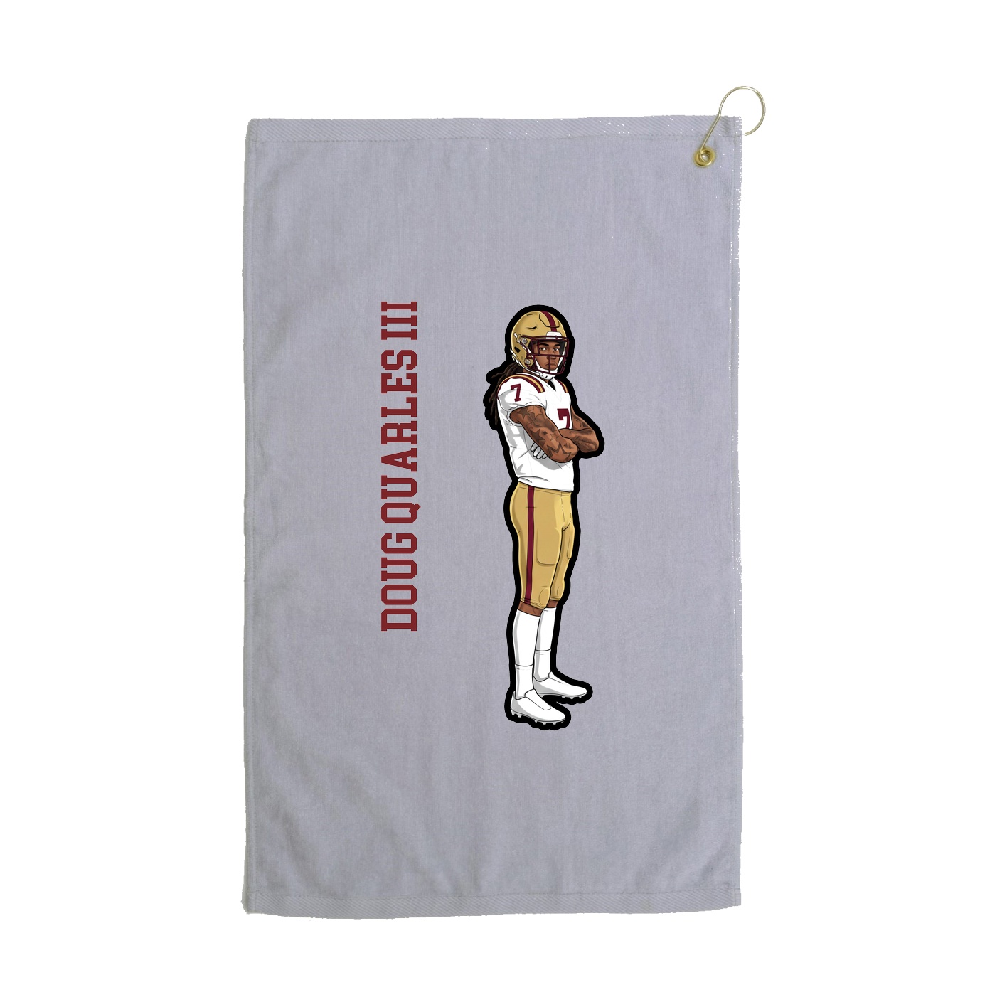 Golf Towel — Name Vertical in Grey