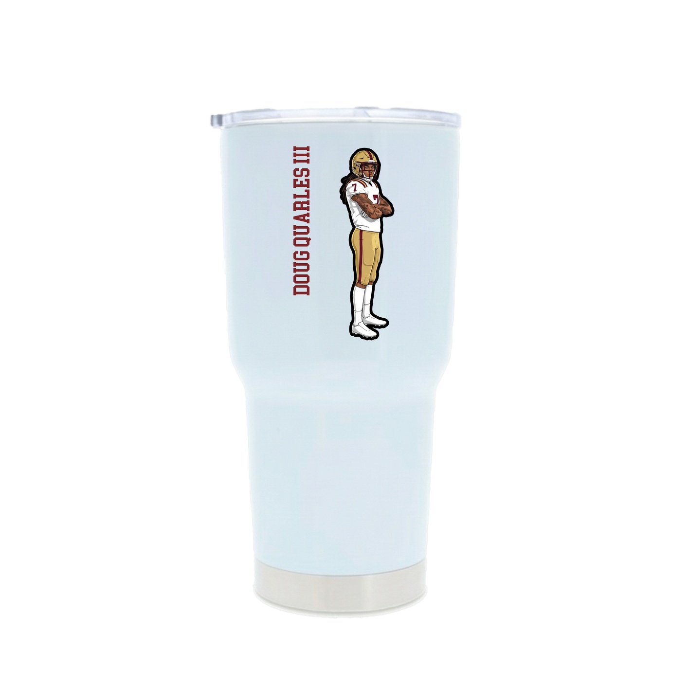 30oz Stainless Steel Tumbler — Name Vertical in White