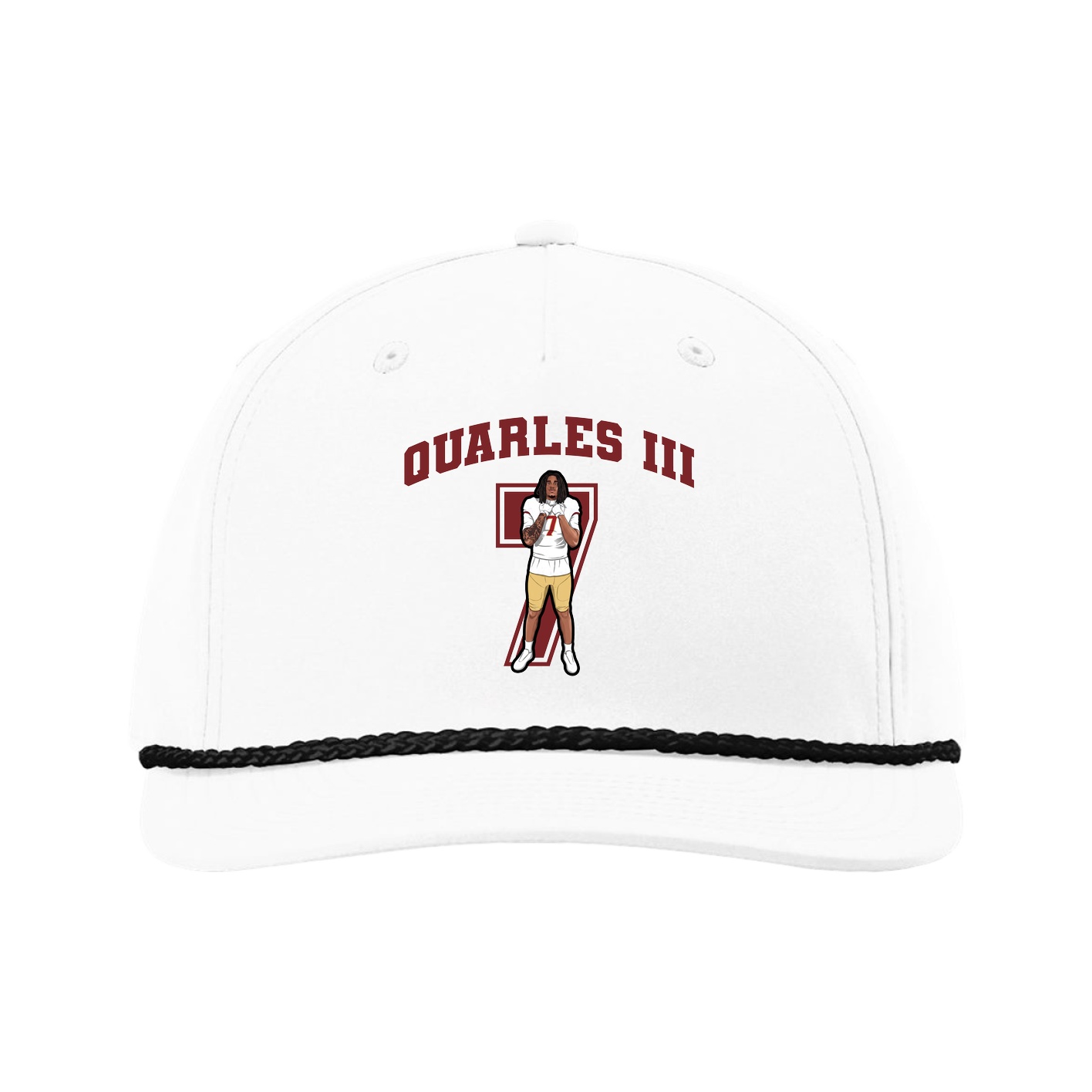 Five-Panel Classic Rope Cap — Number in White