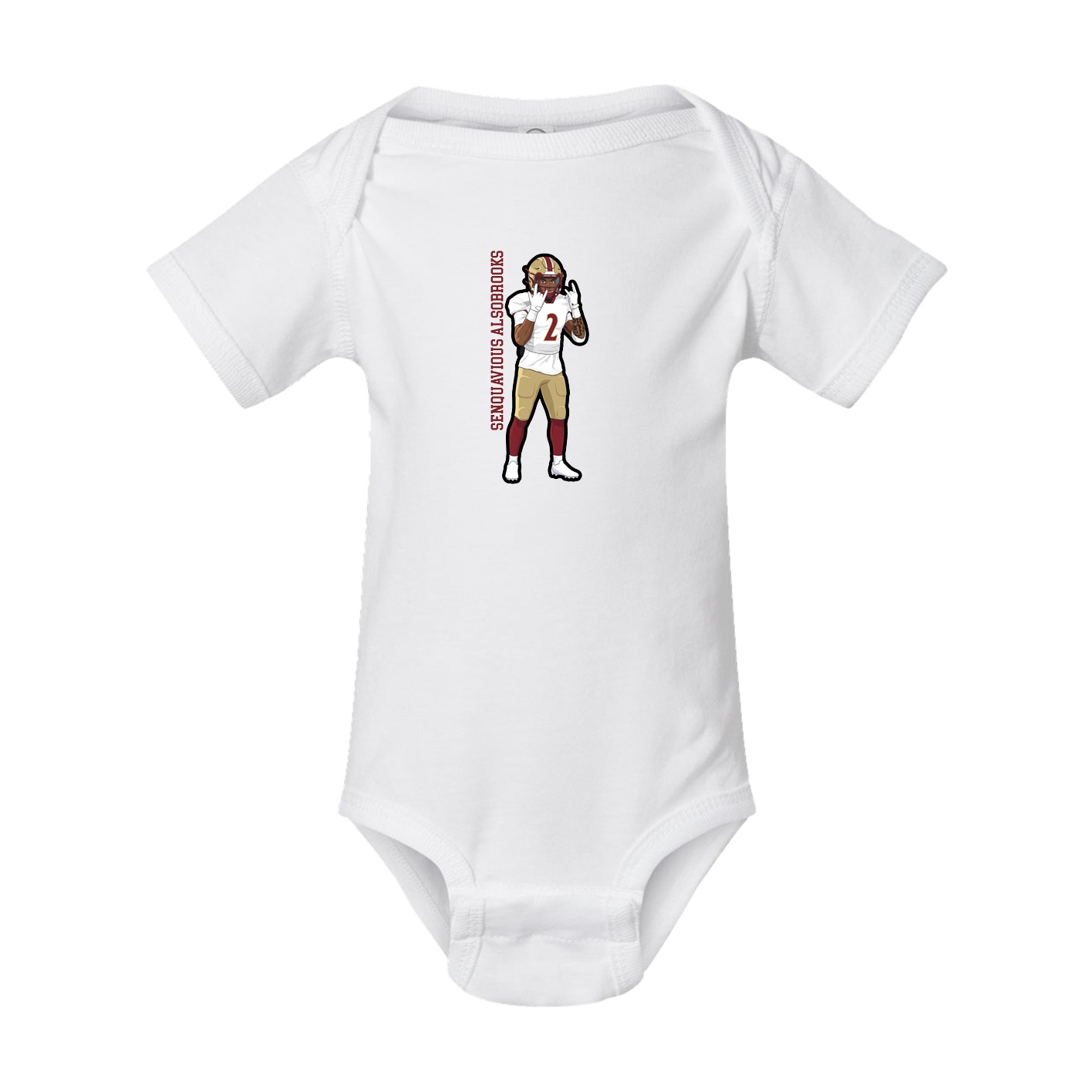 Baby Onesie — Name Vertical in White
