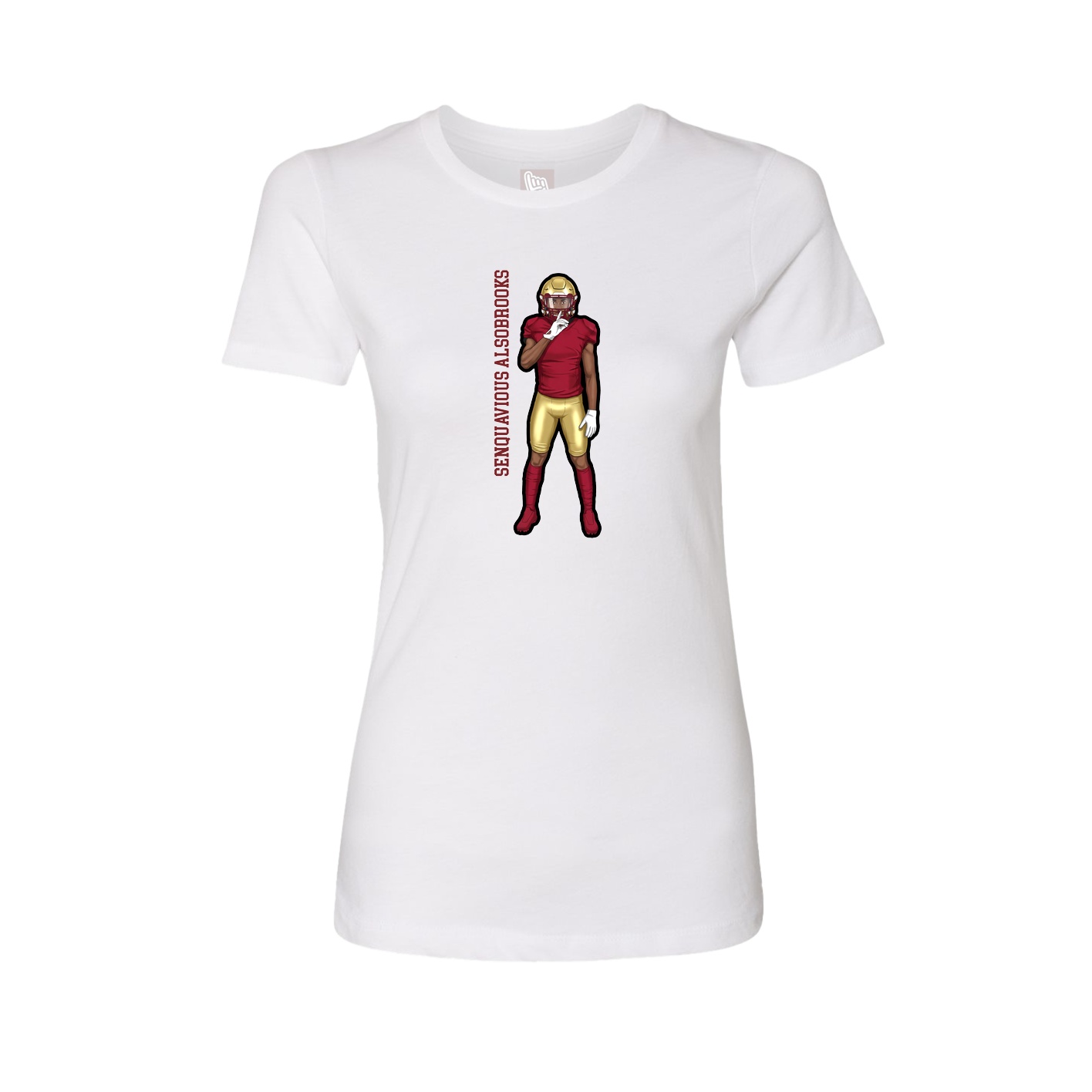 Fitted Women's Tee — Name Vertical in White