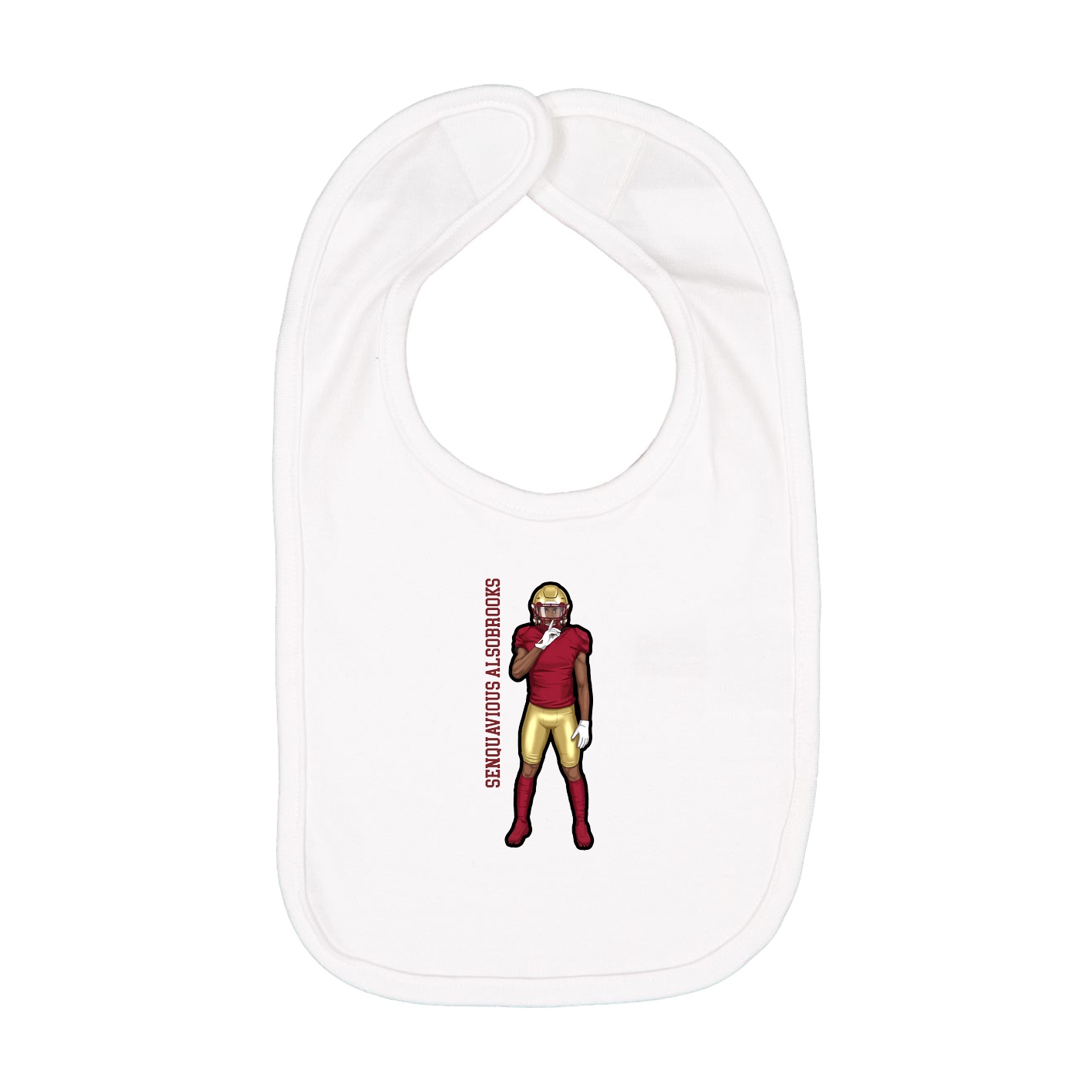 Infant Bib — Name Vertical in White