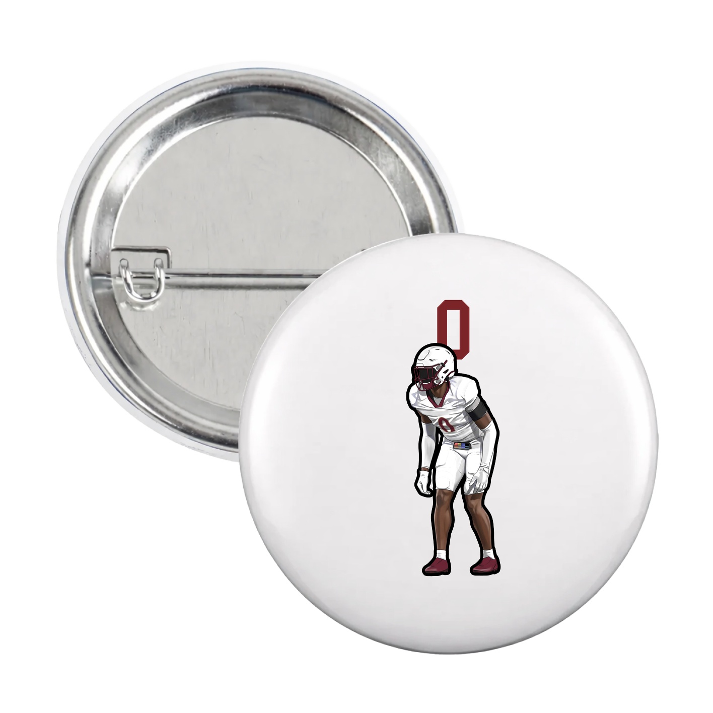 Game Day Button — Number Top in White