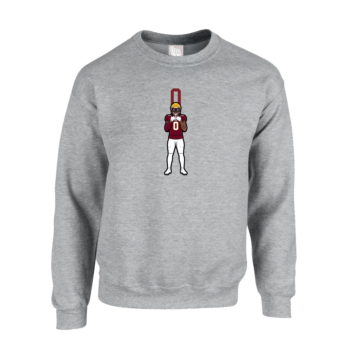 Fleece Crew — Number Top in Grey