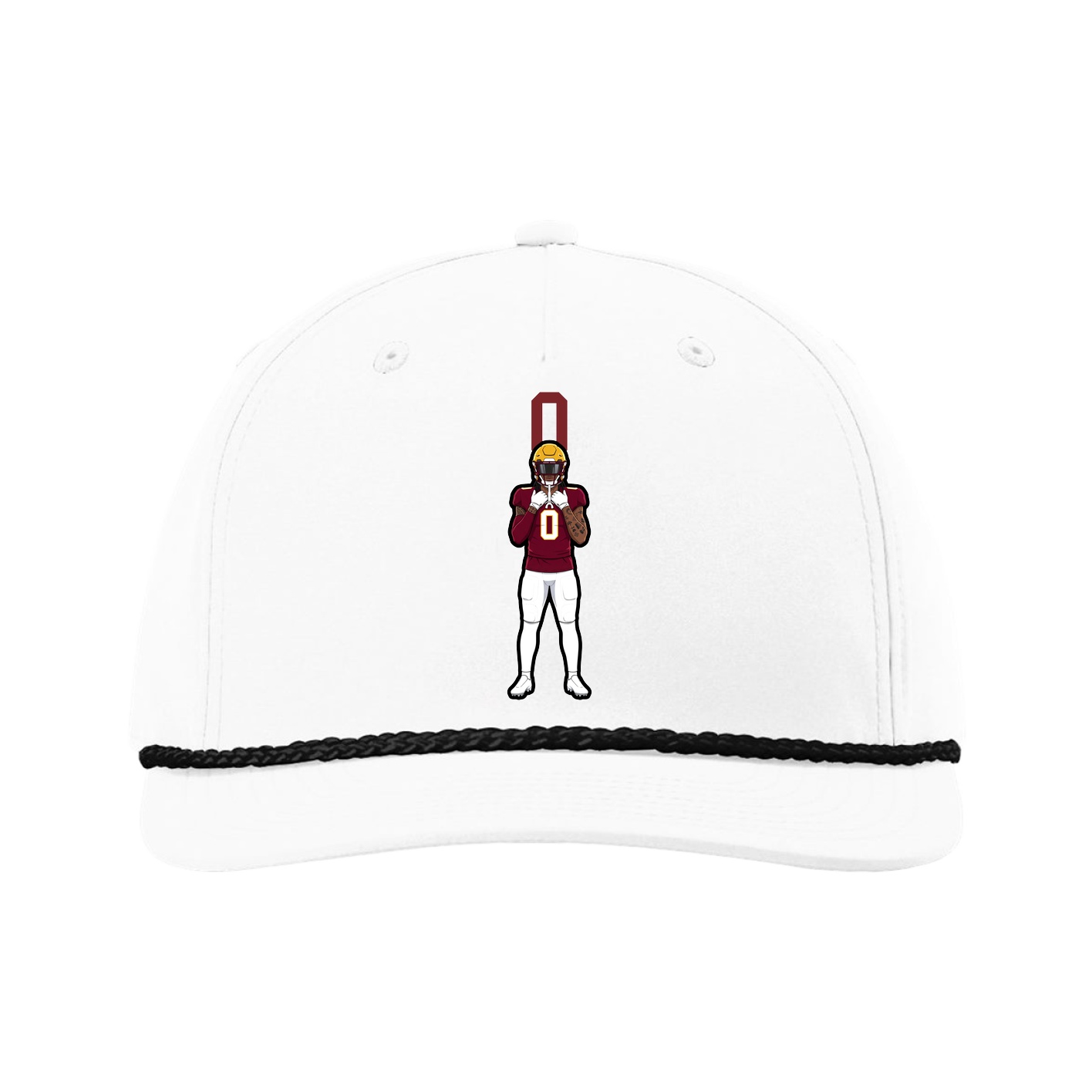 Five-Panel Classic Rope Cap — Number Top in White