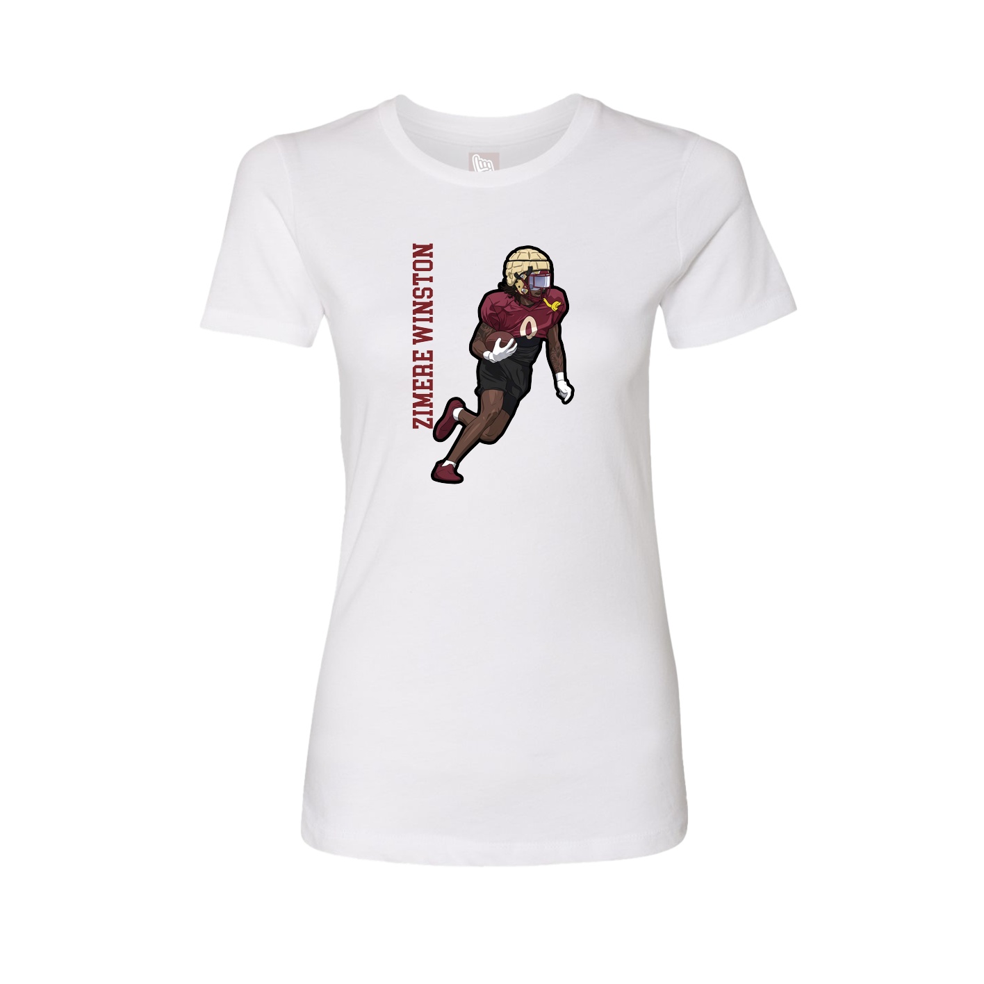 Fitted Women's Tee — Name Vertical in White