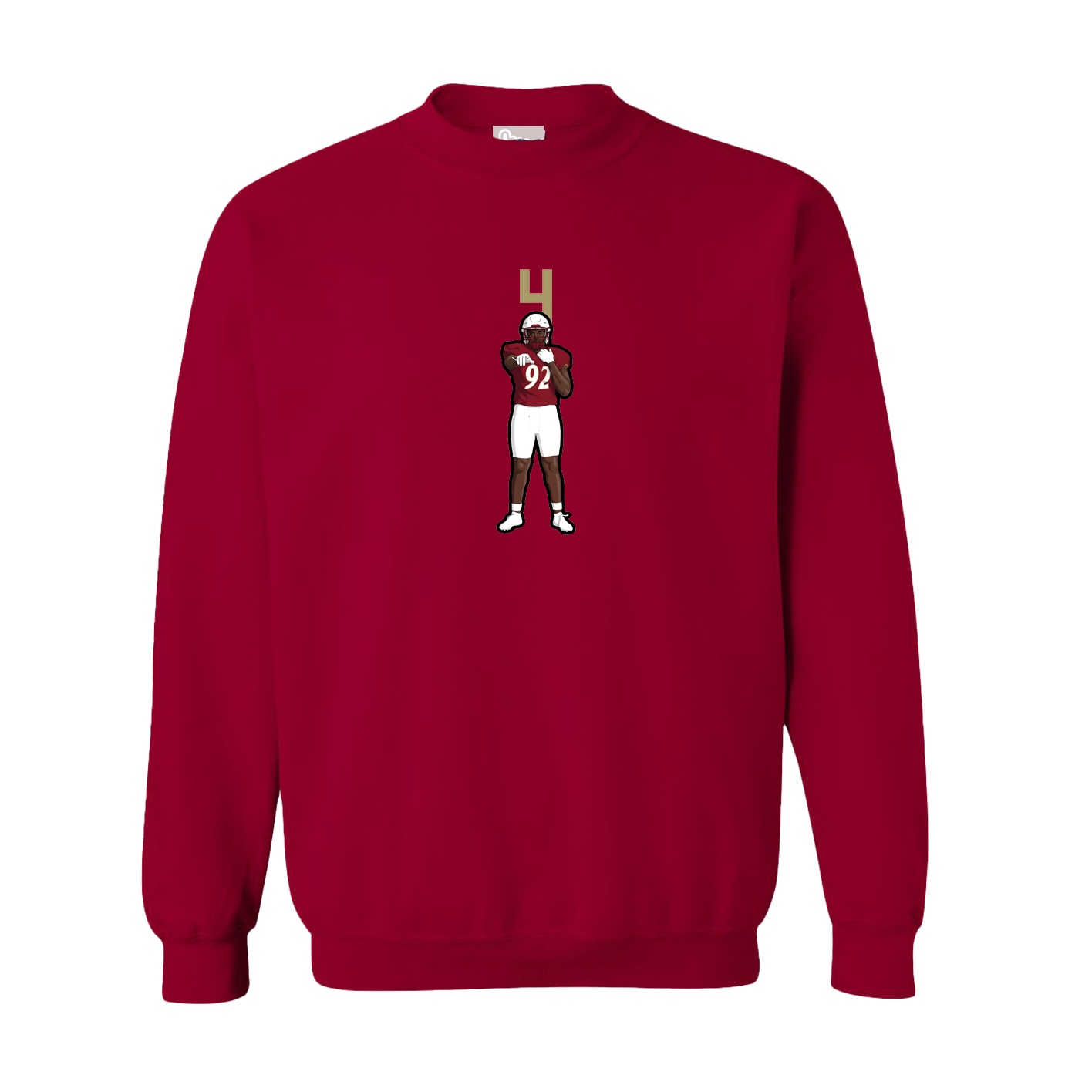 Fleece Crew — Number Top in Cardinal