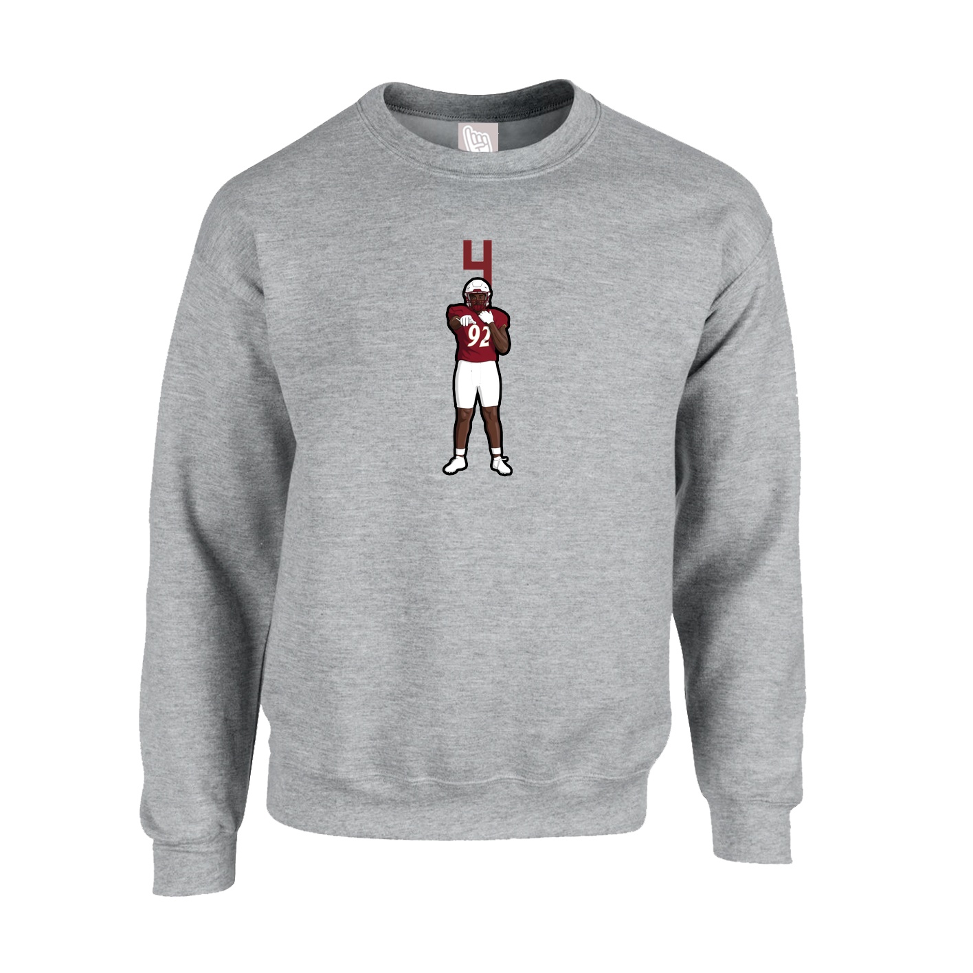 Fleece Crew — Number Top in Grey