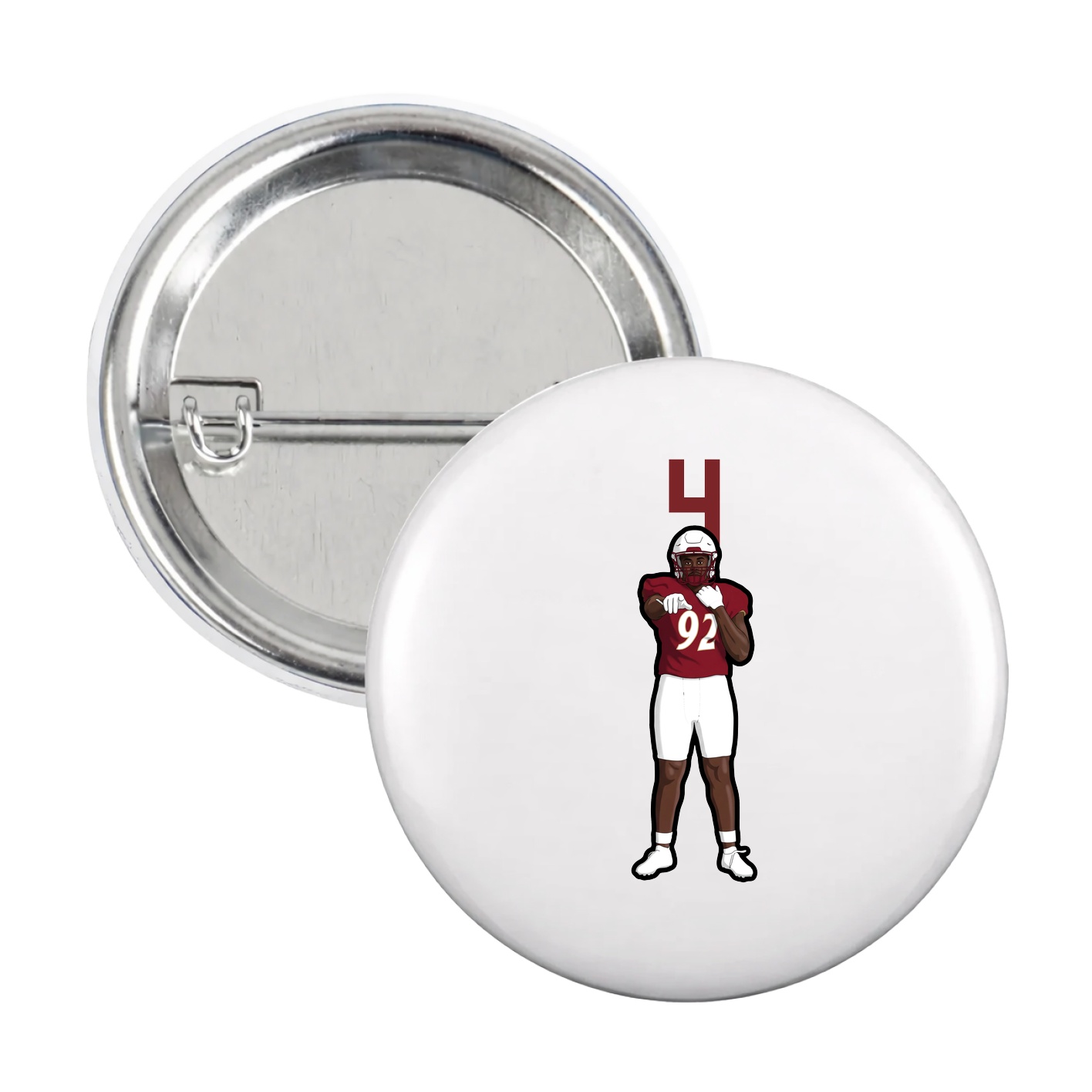 Game Day Button — Number Top in White