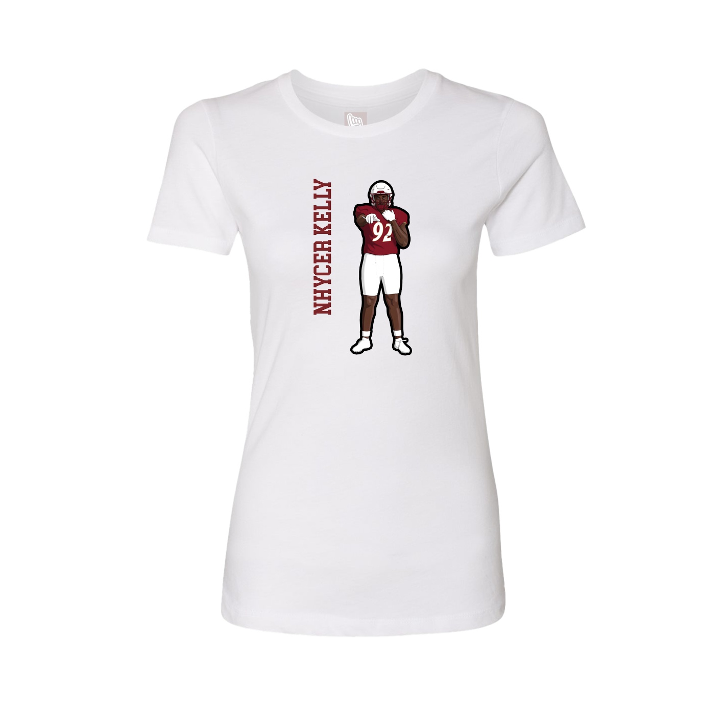 Fitted Women's Tee — Name Vertical in White
