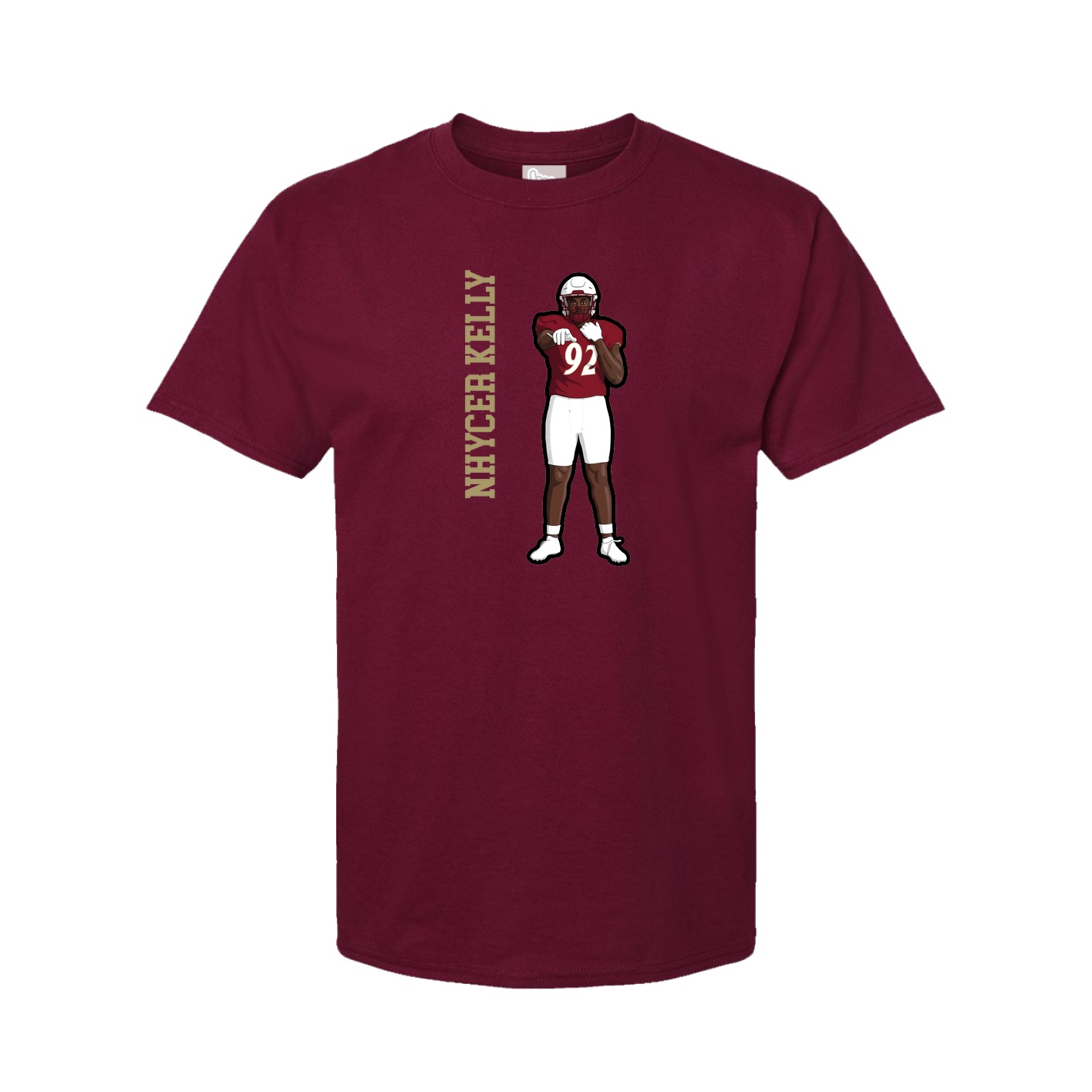 Youth Tee — Name Vertical in Cardinal