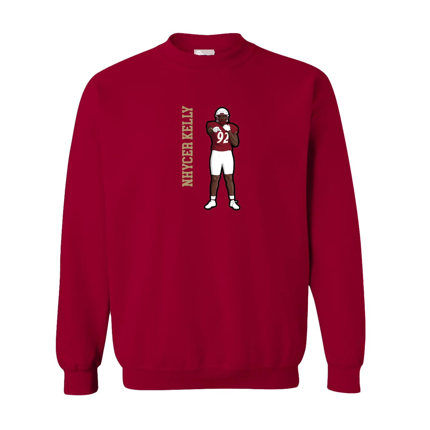 Fleece Crew — Name Vertical in Cardinal