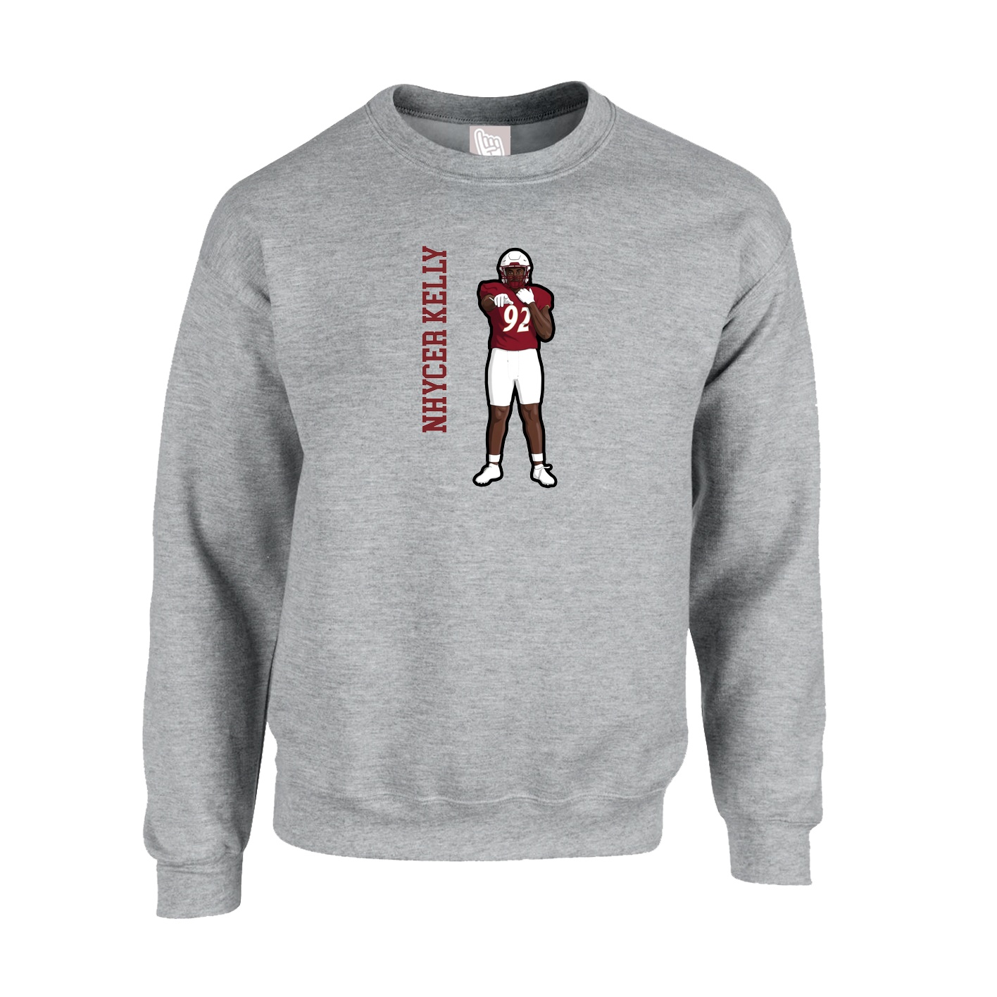 Fleece Crew — Name Vertical in Grey