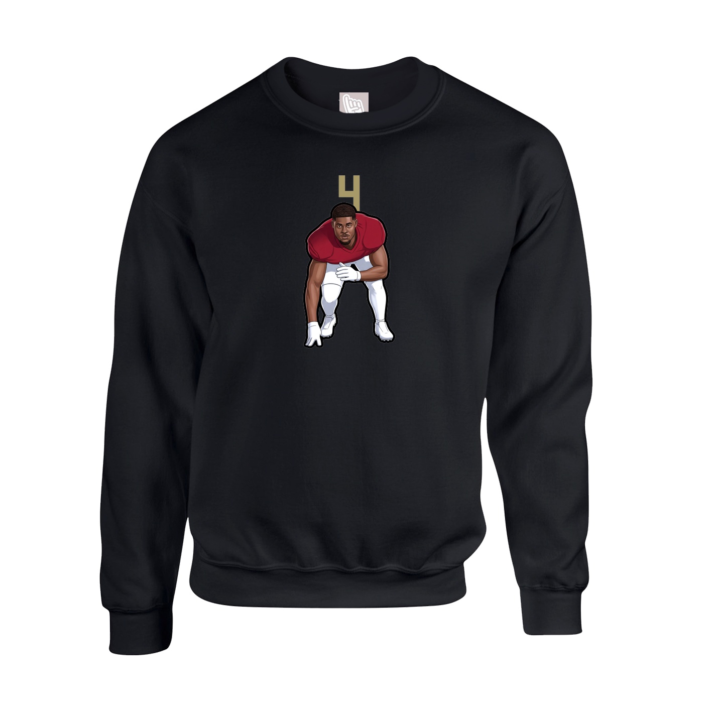 Fleece Crew — Number Top in Black
