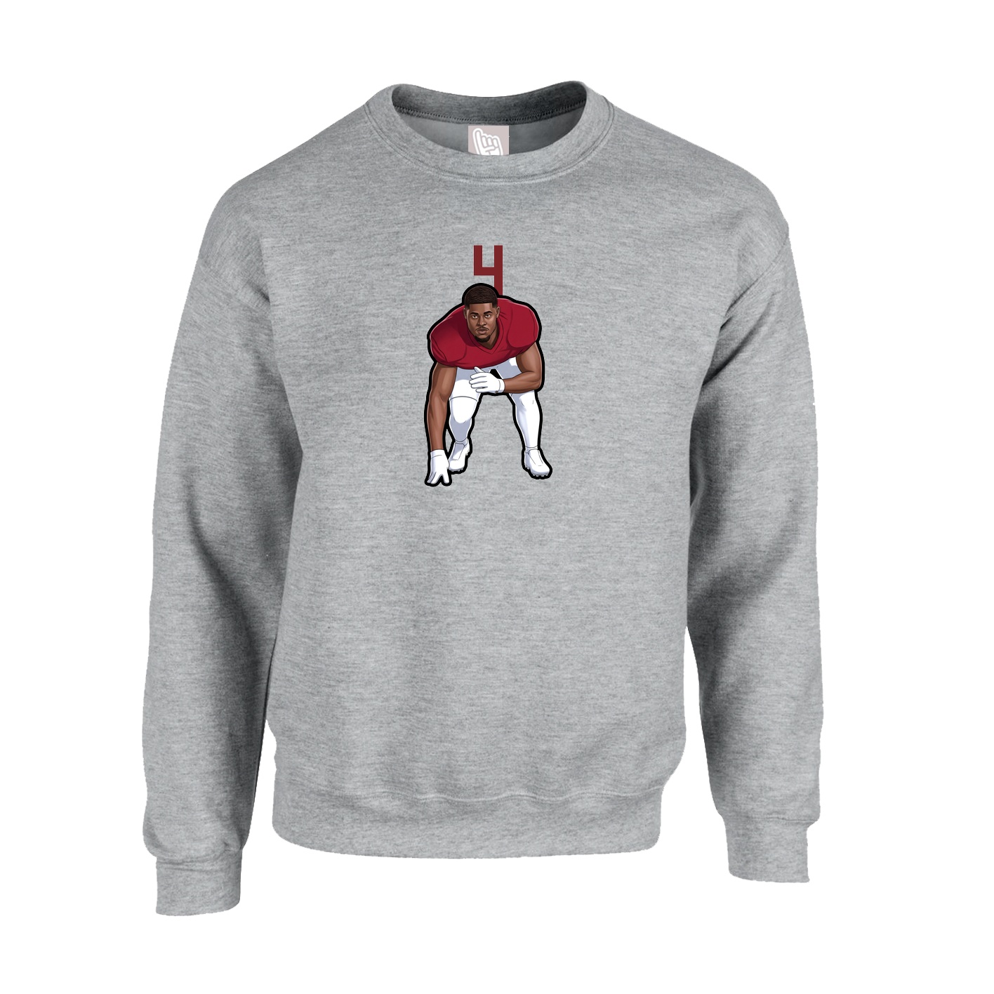 Fleece Crew — Number Top in Grey