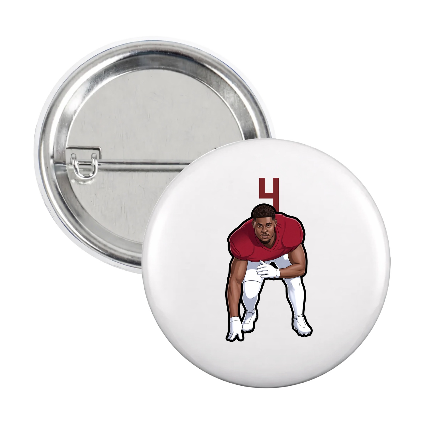 Game Day Button — Number Top in White