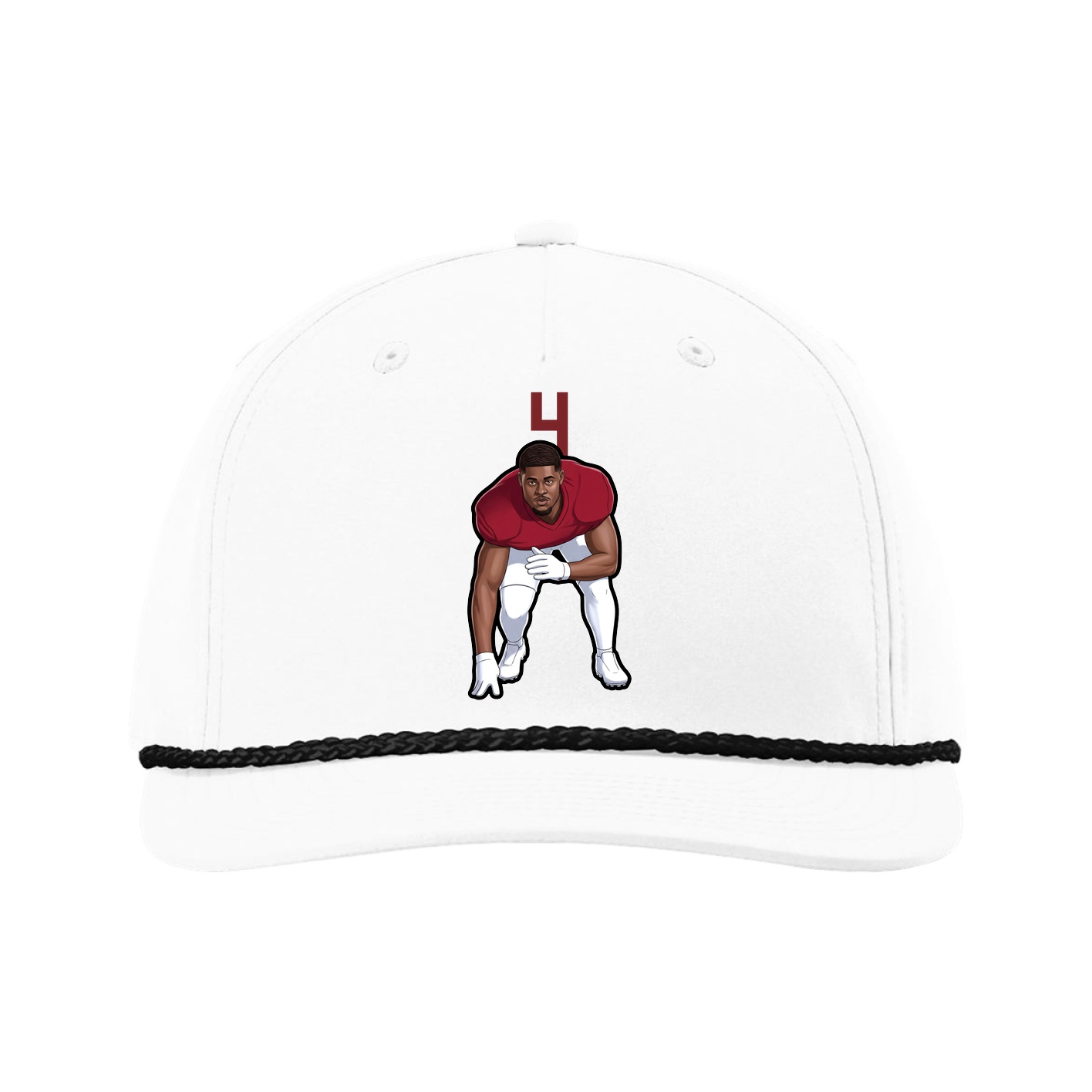 Five-Panel Classic Rope Cap — Number Top in White