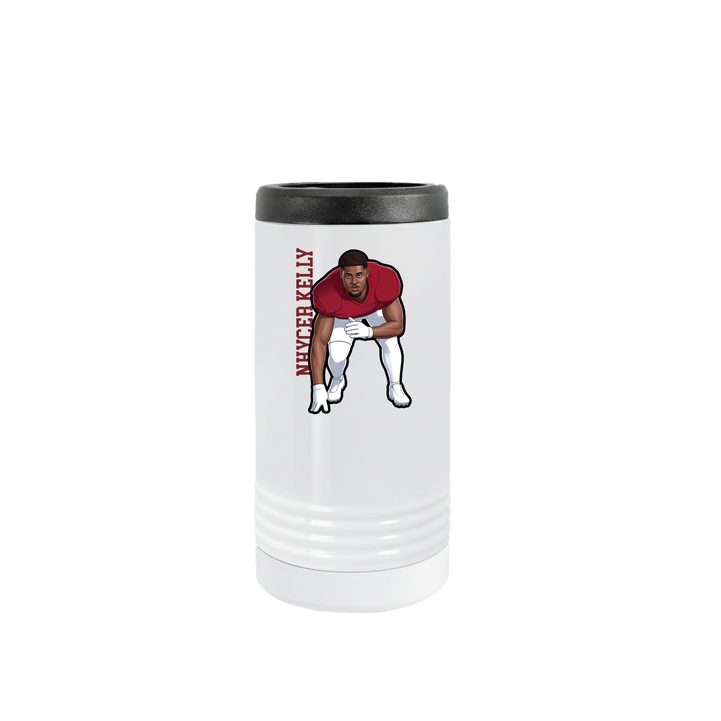 Slim Beverage Holder — Name Vertical in White